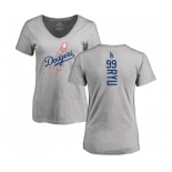 MLB Women's Nike Los Angeles Dodgers #99 Hyun-Jin Ryu Ash Backer T-Shirt