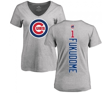 MLB Women's Nike Chicago Cubs #1 Kosuke Fukudome Ash Backer T-Shirt