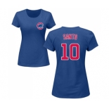 MLB Women's Nike Chicago Cubs #10 Ron Santo Royal Blue Name & Number T-Shirt