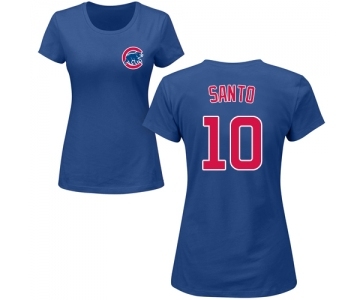 MLB Women's Nike Chicago Cubs #10 Ron Santo Royal Blue Name & Number T-Shirt