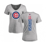 MLB Women's Nike Chicago Cubs #11 Yu Darvish Ash Backer T-Shirt