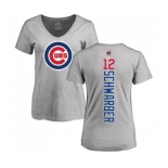 MLB Women's Nike Chicago Cubs #12 Kyle Schwarber Ash Backer T-Shirt