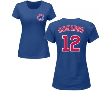 MLB Women's Nike Chicago Cubs #12 Kyle Schwarber Royal Blue Name & Number T-Shirt