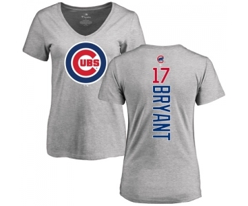 MLB Women's Nike Chicago Cubs #17 Kris Bryant Ash Backer T-Shirt