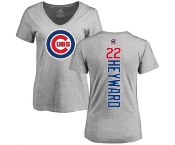 MLB Women's Nike Chicago Cubs #22 Jason Heyward Ash Backer T-Shirt