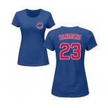 MLB Women's Nike Chicago Cubs #23 Ryne Sandberg Royal Blue Name & Number T-Shirt