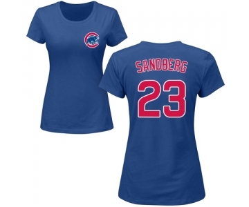 MLB Women's Nike Chicago Cubs #23 Ryne Sandberg Royal Blue Name & Number T-Shirt