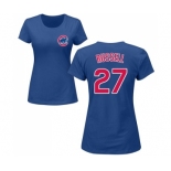 MLB Women's Nike Chicago Cubs #27 Addison Russell Royal Blue Name & Number T-Shirt