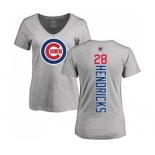 MLB Women's Nike Chicago Cubs #28 Kyle Hendricks Ash Backer T-Shirt