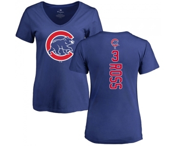 MLB Women's Nike Chicago Cubs #3 David Ross Royal Blue Backer T-Shirt