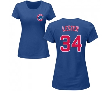 MLB Women's Nike Chicago Cubs #34 Jon Lester Royal Blue Name & Number T-Shirt