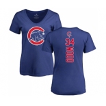 MLB Women's Nike Chicago Cubs #34 Kerry Wood Royal Blue Backer T-Shirt