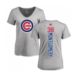 MLB Women's Nike Chicago Cubs #38 Mike Montgomery Ash Backer T-Shirt