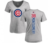 MLB Women's Nike Chicago Cubs #38 Mike Montgomery Ash Backer T-Shirt