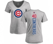 MLB Women's Nike Chicago Cubs #40 Willson Contreras Ash Backer T-Shirt