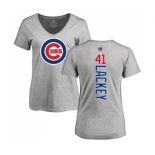 MLB Women's Nike Chicago Cubs #41 John Lackey Ash Backer T-Shirt