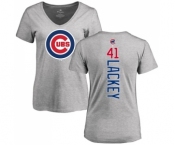 MLB Women's Nike Chicago Cubs #41 John Lackey Ash Backer T-Shirt