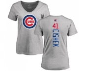 MLB Women's Nike Chicago Cubs #41 Steve Cishek Ash Backer T-Shirt