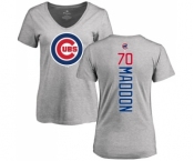 MLB Women's Nike Chicago Cubs #70 Joe Maddon Ash Backer T-Shirt