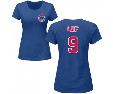 MLB Women's Nike Chicago Cubs #9 Javier Baez Royal Blue Name & Number T-Shirt