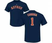 MLB Nike Houston Astros #1 Carlos Correa Navy Blue Name & Number T-Shirt