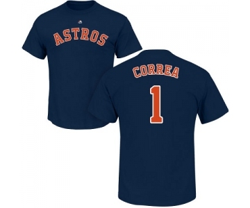 MLB Nike Houston Astros #1 Carlos Correa Navy Blue Name & Number T-Shirt