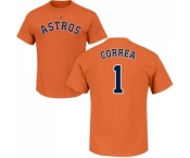 MLB Nike Houston Astros #1 Carlos Correa Orange Name & Number T-Shirt