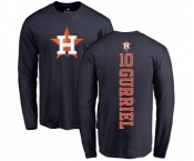 MLB Nike Houston Astros #10 Yuli Gurriel Navy Blue Backer Long Sleeve T-Shirt