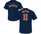 MLB Nike Houston Astros #11 Evan Gattis Navy Blue Name & Number T-Shirt