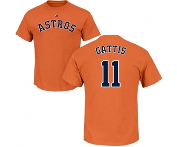 MLB Nike Houston Astros #11 Evan Gattis Orange Name & Number T-Shirt