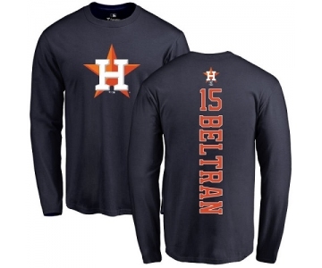 MLB Nike Houston Astros #15 Carlos Beltran Navy Blue Backer Long Sleeve T-Shirt