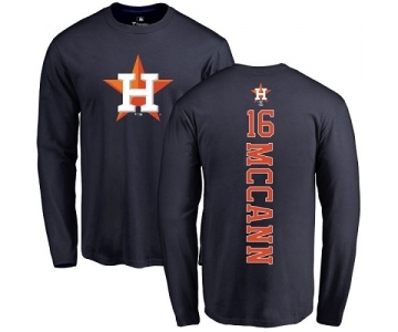 MLB Nike Houston Astros #16 Brian McCann Navy Blue Backer Long Sleeve T-Shirt