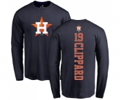 MLB Nike Houston Astros #19 Tyler Clippard Navy Blue Backer Long Sleeve T-Shirt