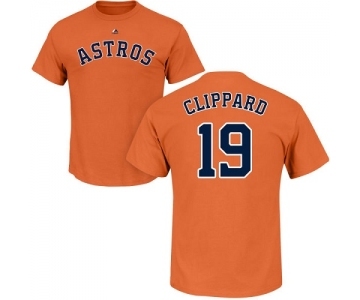 MLB Nike Houston Astros #19 Tyler Clippard Orange Name & Number T-Shirt