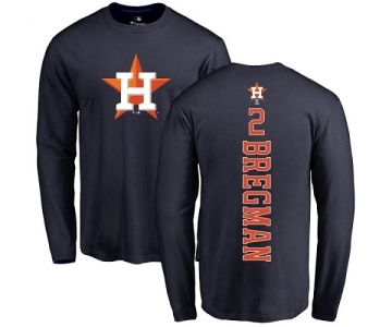 MLB Nike Houston Astros #2 Alex Bregman Navy Blue Backer Long Sleeve T-Shirt