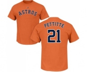 MLB Nike Houston Astros #21 Andy Pettitte Orange Name & Number T-Shirt