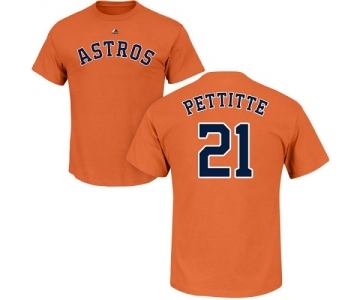 MLB Nike Houston Astros #21 Andy Pettitte Orange Name & Number T-Shirt