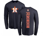 MLB Nike Houston Astros #30 Hector Rondon Navy Blue Backer Long Sleeve T-Shirt