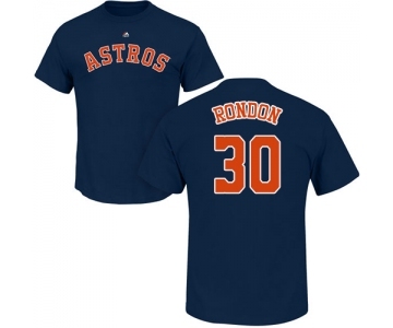 MLB Nike Houston Astros #30 Hector Rondon Navy Blue Name & Number T-Shirt