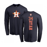 MLB Nike Houston Astros #34 Nolan Ryan Navy Blue Backer Long Sleeve T-Shirt