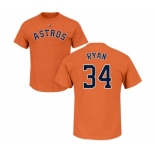 MLB Nike Houston Astros #34 Nolan Ryan Orange Name & Number T-Shirt