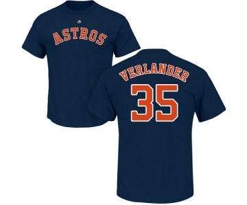 MLB Nike Houston Astros #35 Justin Verlander Navy Blue Name & Number T-Shirt