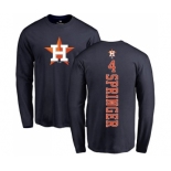 MLB Nike Houston Astros #4 George Springer Navy Blue Backer Long Sleeve T-Shirt