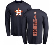 MLB Nike Houston Astros #4 George Springer Navy Blue Backer Long Sleeve T-Shirt