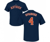 MLB Nike Houston Astros #4 George Springer Navy Blue Name & Number T-Shirt