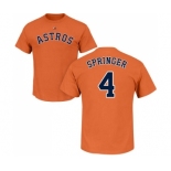 MLB Nike Houston Astros #4 George Springer Orange Name & Number T-Shirt