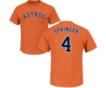 MLB Nike Houston Astros #4 George Springer Orange Name & Number T-Shirt