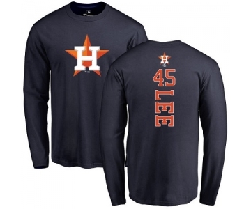 MLB Nike Houston Astros #45 Carlos Lee Navy Blue Backer Long Sleeve T-Shirt