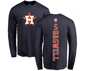 MLB Nike Houston Astros #5 Jeff Bagwell Navy Blue Backer Long Sleeve T-Shirt