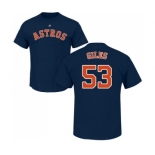 MLB Nike Houston Astros #53 Ken Giles Navy Blue Name & Number T-Shirt